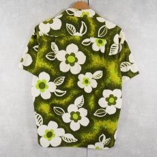 画像2: 70's HAWAII製 花柄 古銭ボタン コットンアロハシャツ S (2)