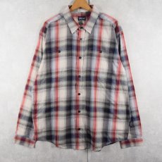 画像1: 2014AW Patagonia オンブレーチェック柄 コットンシャツ L (1)