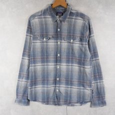 画像1: 2015SS Patagonia オンブレーチェック柄 "チリメン" コットンシャツ M (1)