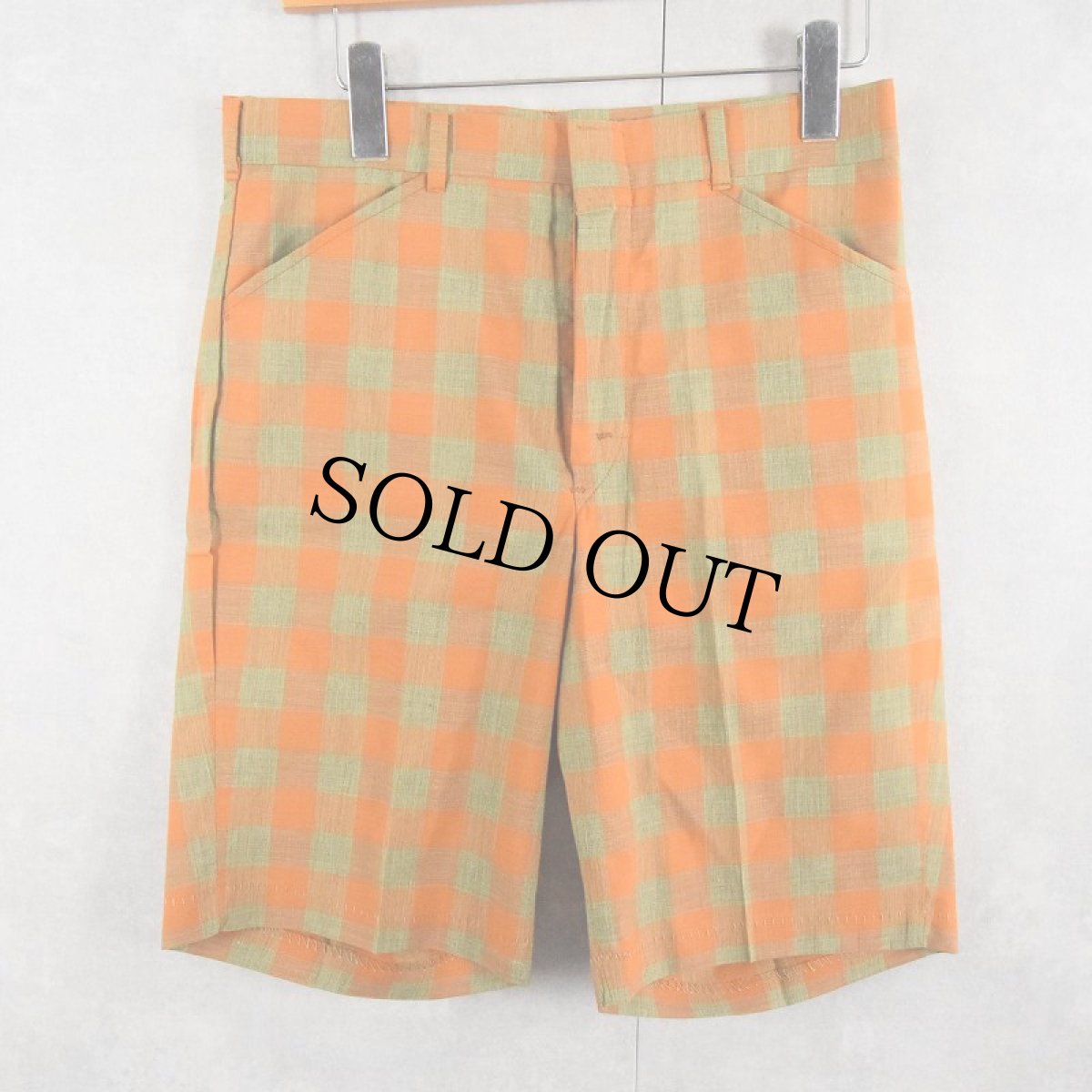 画像1: 【SALE】 60〜70's OVEN CURED チェック柄 コットン×ポリエステルショーツ DEADSTOCK W30 (1)