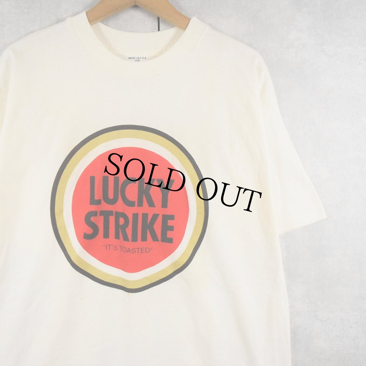画像1: 90's LUCKY STRIKE USA製 たばこメーカー ロゴプリントTシャツ (1)