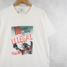 画像1: 90's AFSC "No Human Being is Illegal" ボランティアプリントTシャツ L (1)