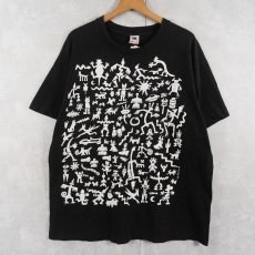 画像1: 80's Ken Brown USA製 アートプリントTシャツ BLACK XL (1)