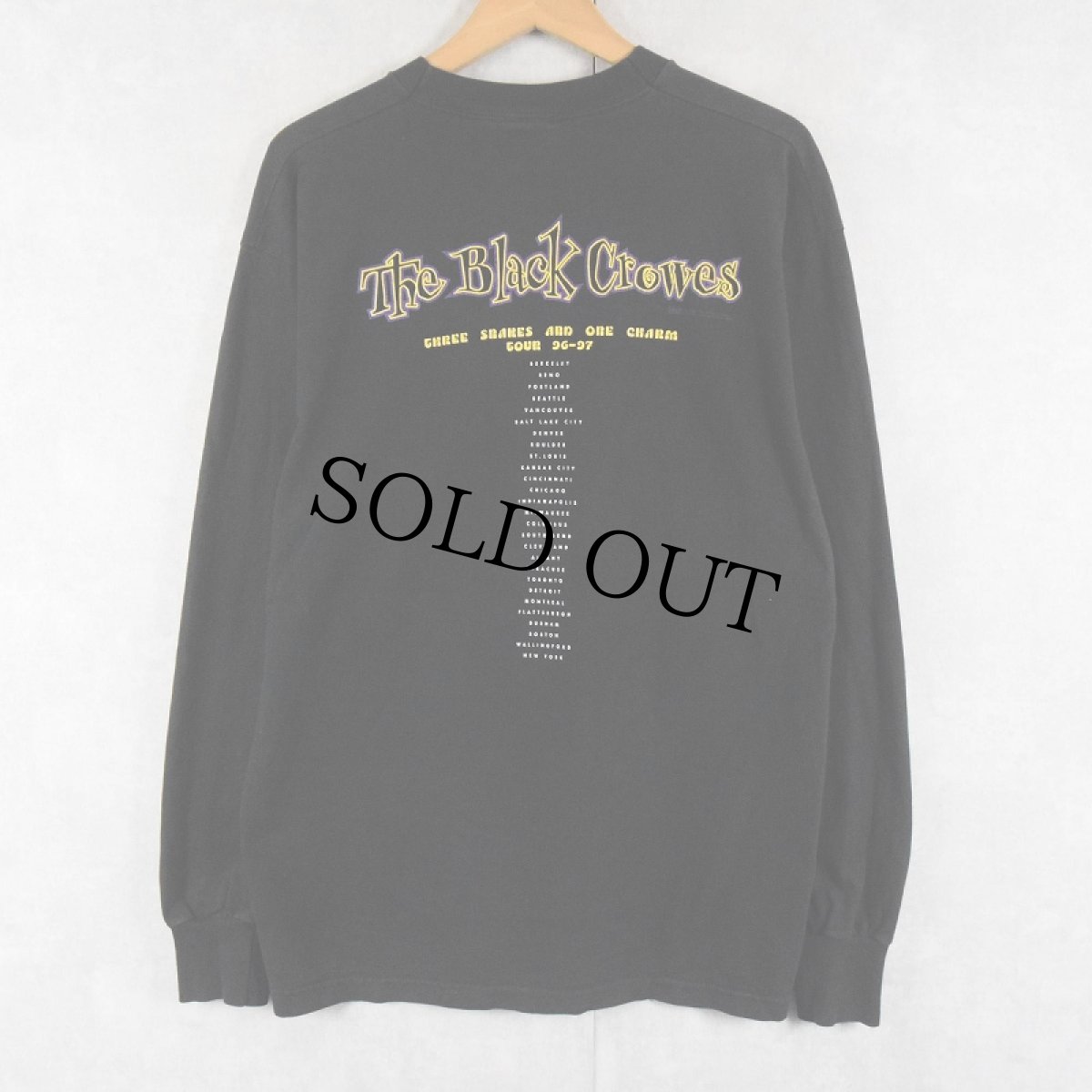 画像2: 90's The Black Crowes "Three Snakes and One Charm Tour 96-97" ロックバンドツアーロンT BLACK L (2)