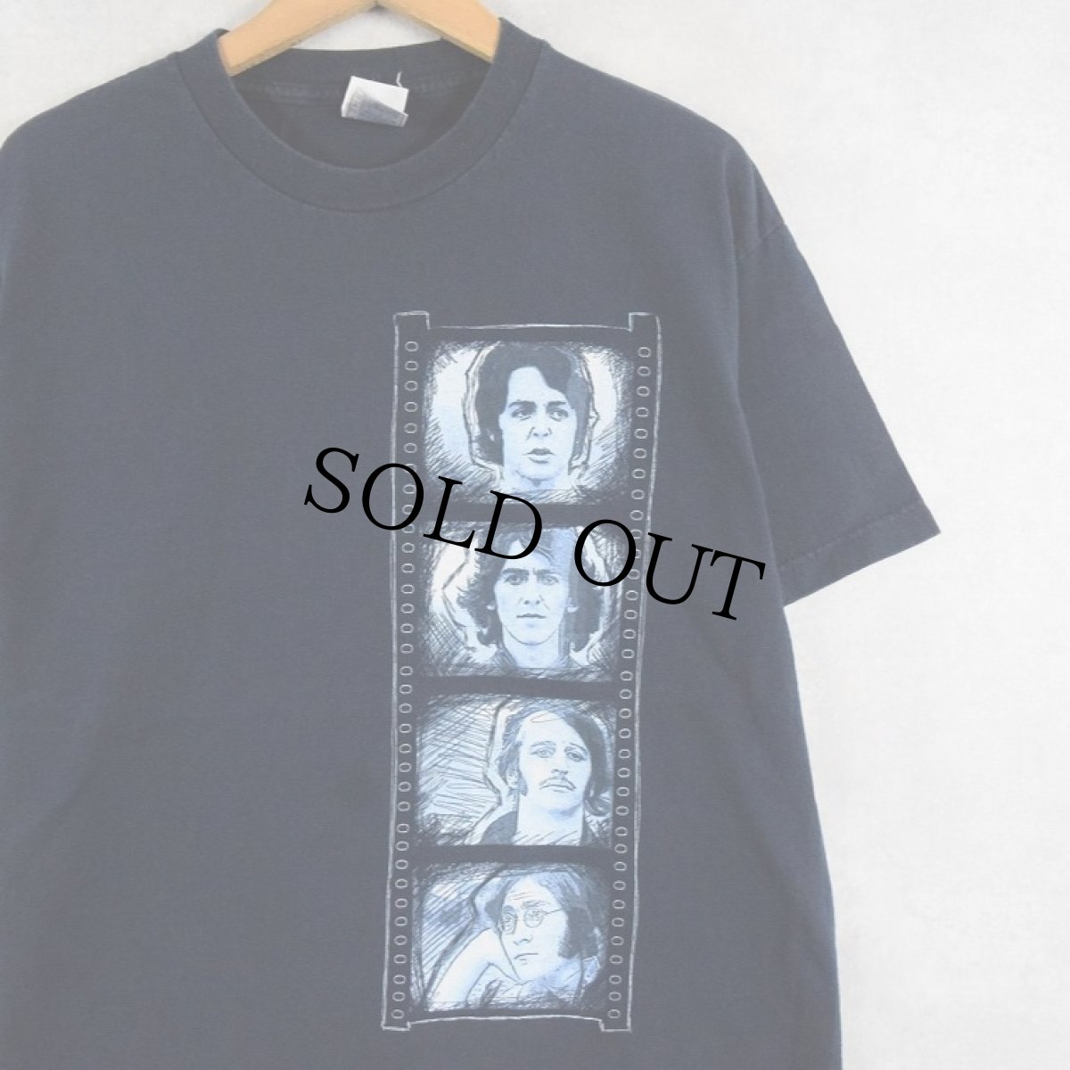 画像1: 【SALE】 THE BEATLES ロックバンドプリントTシャツ NAVY L (1)