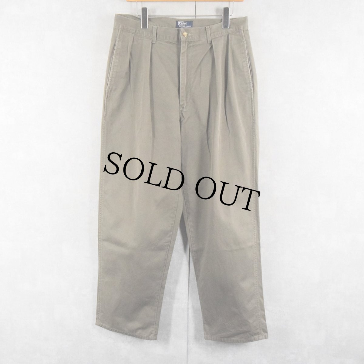 画像1: 90's POLO Ralph Lauren USA製 "POLO CHINO" 2タック コットンチノトラウザーズ W33 (1)