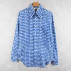 画像1: 70's machII by Arrow CANADA製 "Peace Love" 総柄シャツ SIZE15-15 1/2 (1)