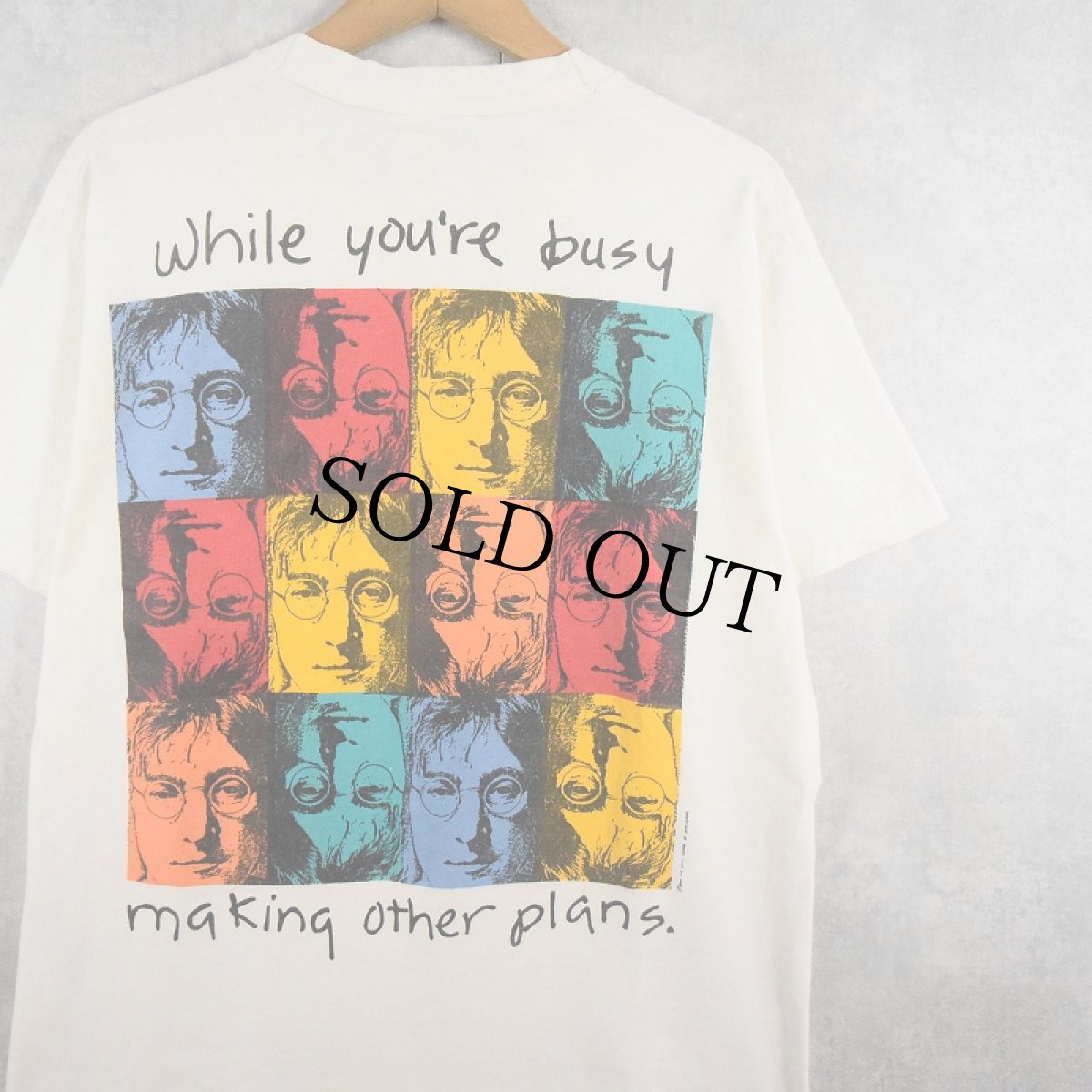 画像1: 90's JOHN LENNON "Life is what happens to you ..." ミュージシャン名言プリントTシャツ L (1)
