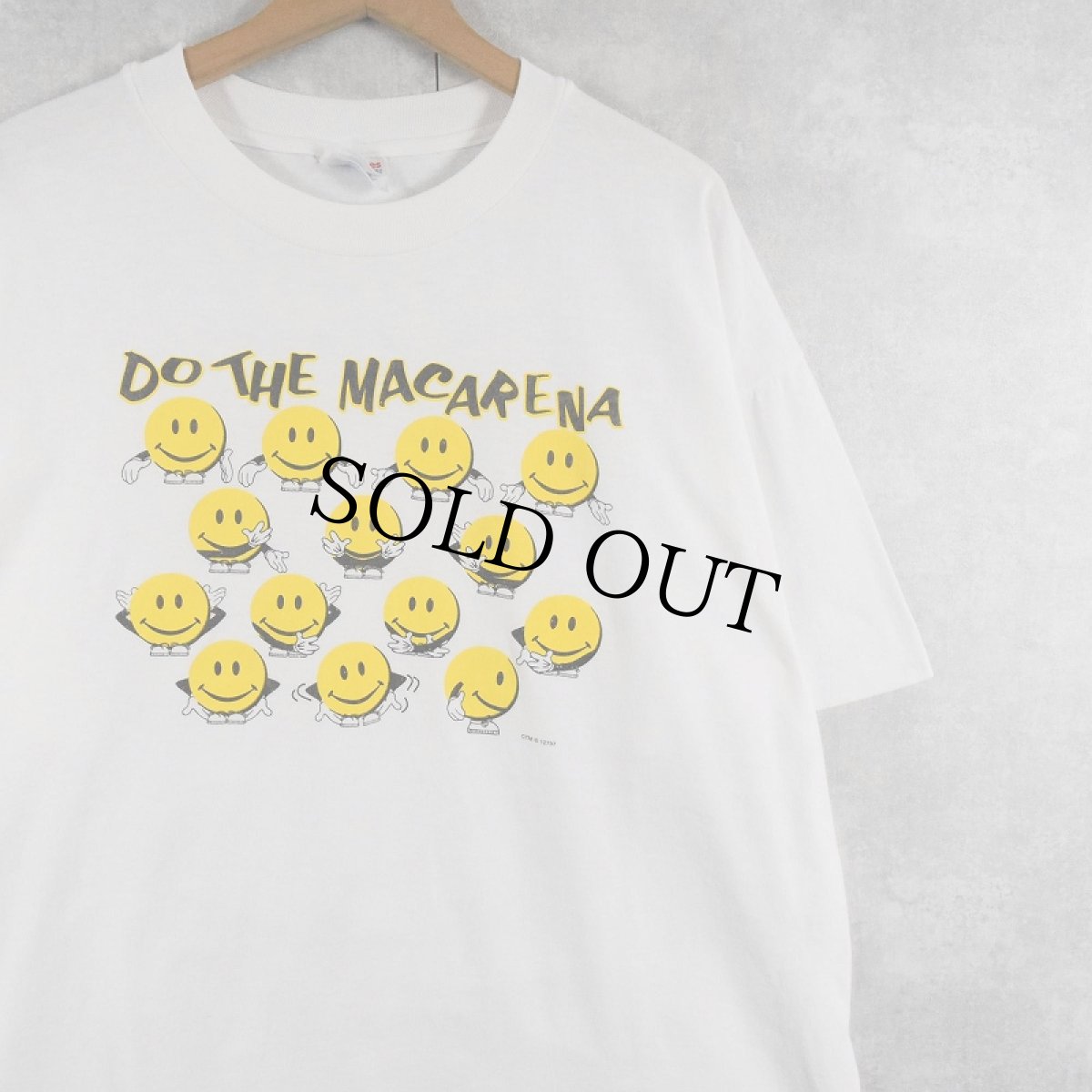 画像1: 90's "DO THE MACARENA" スマイルプリントTシャツ XL (1)