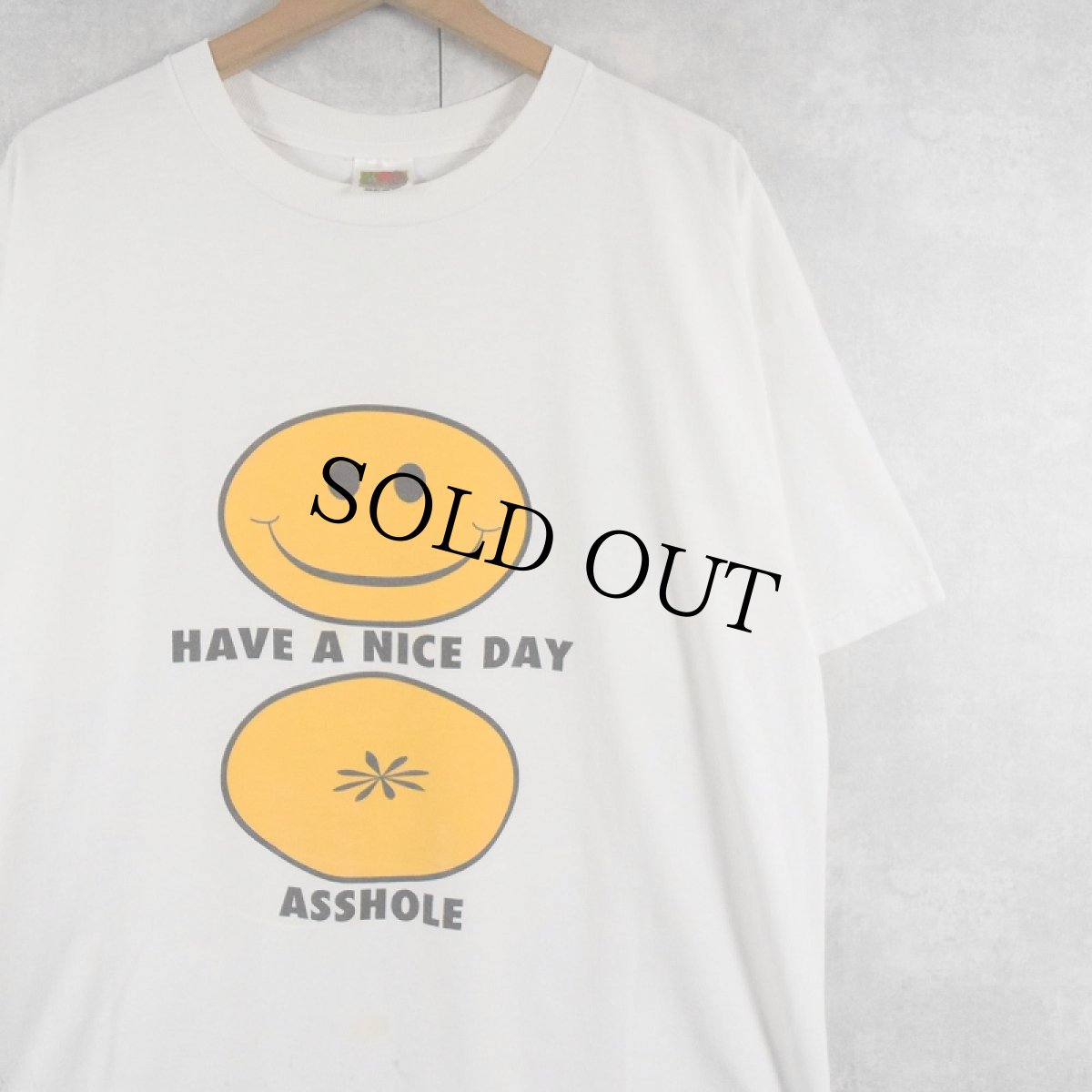 画像1: 2000's "HAVE A NICE DAY ASSOLE" スマイルプリントTシャツ XL (1)