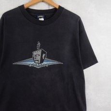 画像1: 90's UTILITY USA製 ロボットプリントTシャツ NAVY M (1)