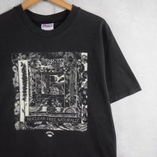 画像1: 2000's NUKEWATCH "NUCLEAR FREE, NATURALLY" 植物プリントTシャツ BLACK L (1)