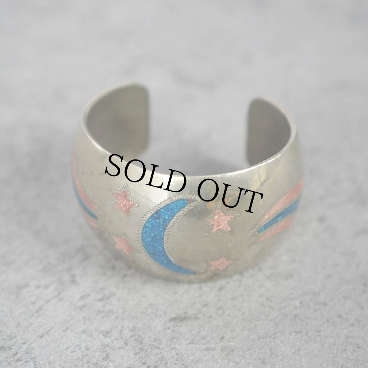 画像1: MEXICAN ALPACA SILVER チップインレイ バングル (1)