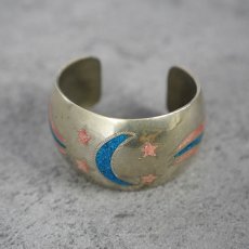 画像1: MEXICAN ALPACA SILVER チップインレイ バングル (1)