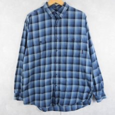 画像1: 2000's Patagonia "ORGANIC COTTON" オンブレーチェック柄コットンシャツ M (1)
