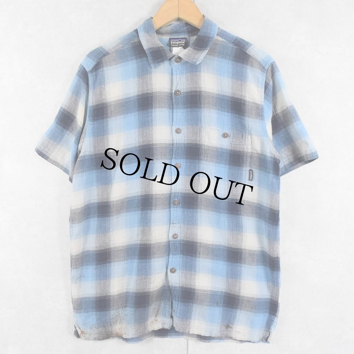 画像1: 2012SS Patagonia "ORGANIC COTTON" オンブレーチェック柄 コットンシャツ M (1)