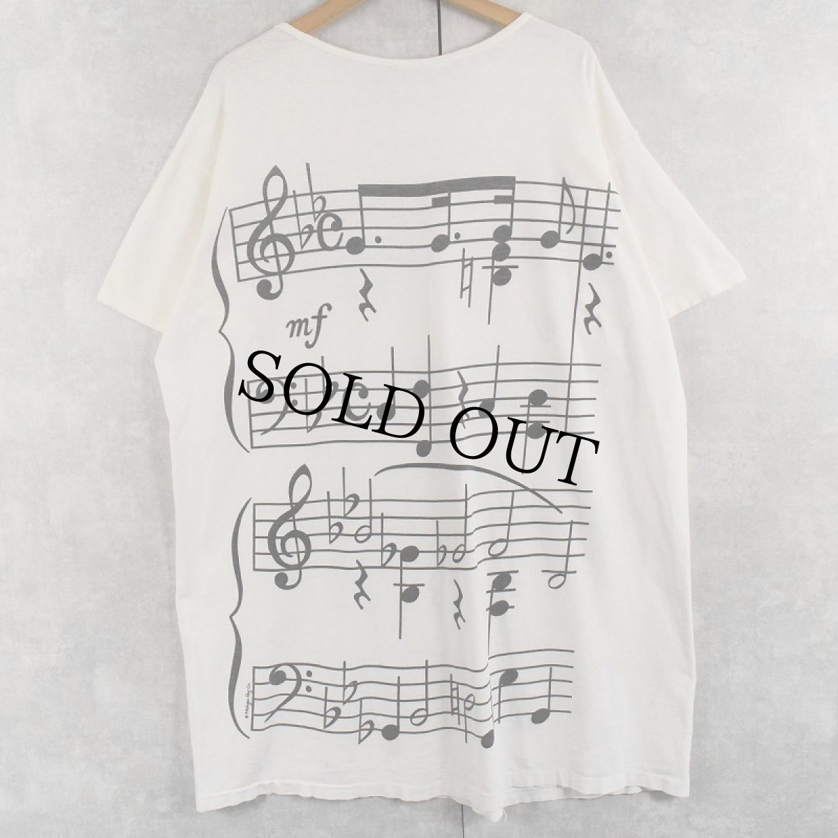 画像2: 90's MICHIGAN RAG CO. USA製 楽譜プリントロングTシャツ (2)