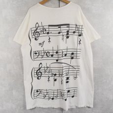 画像2: 90's MICHIGAN RAG CO. USA製 楽譜プリントロングTシャツ (2)