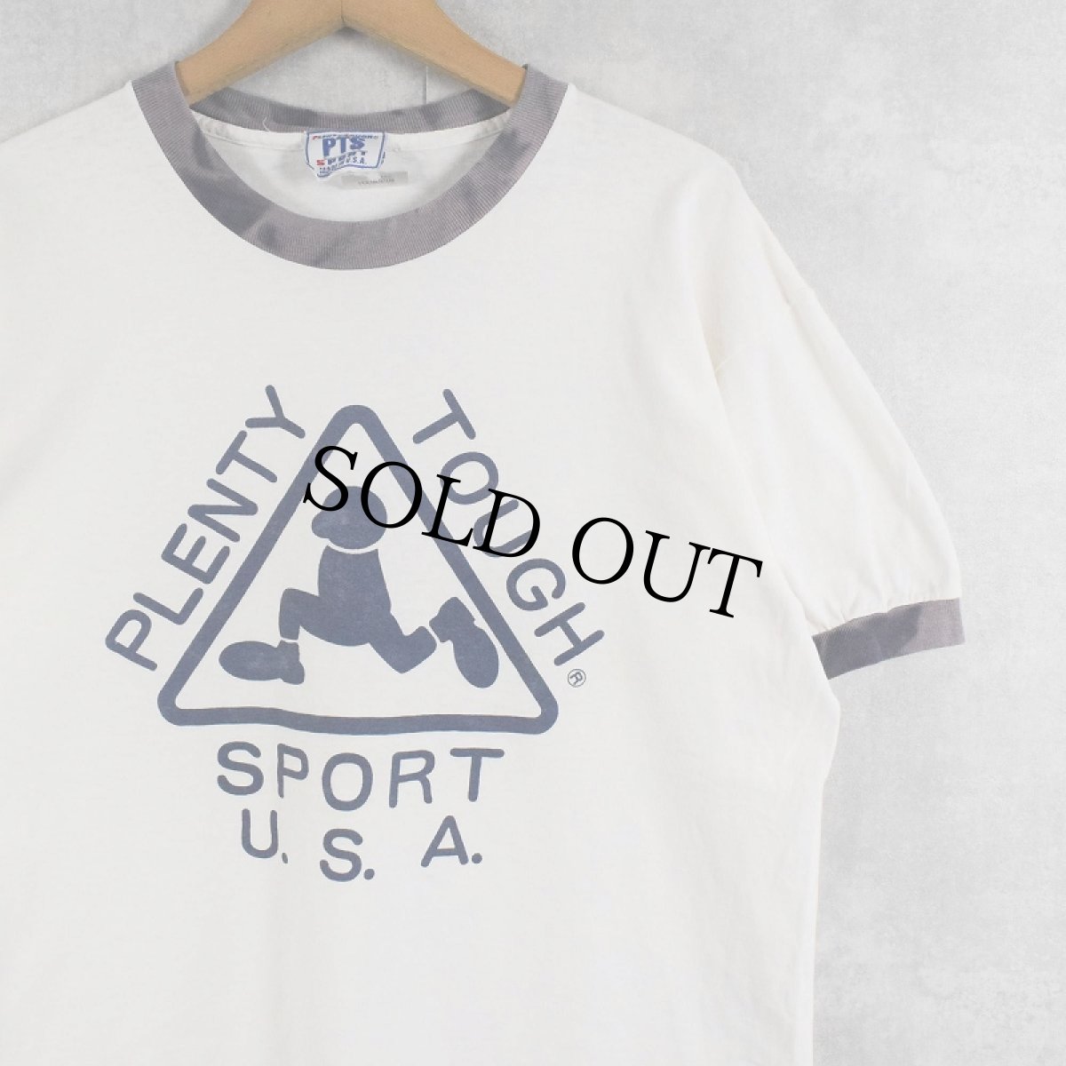 画像1: 90's PLNETY TOUGH SPORT  ロゴプリントリンガーTシャツ L (1)