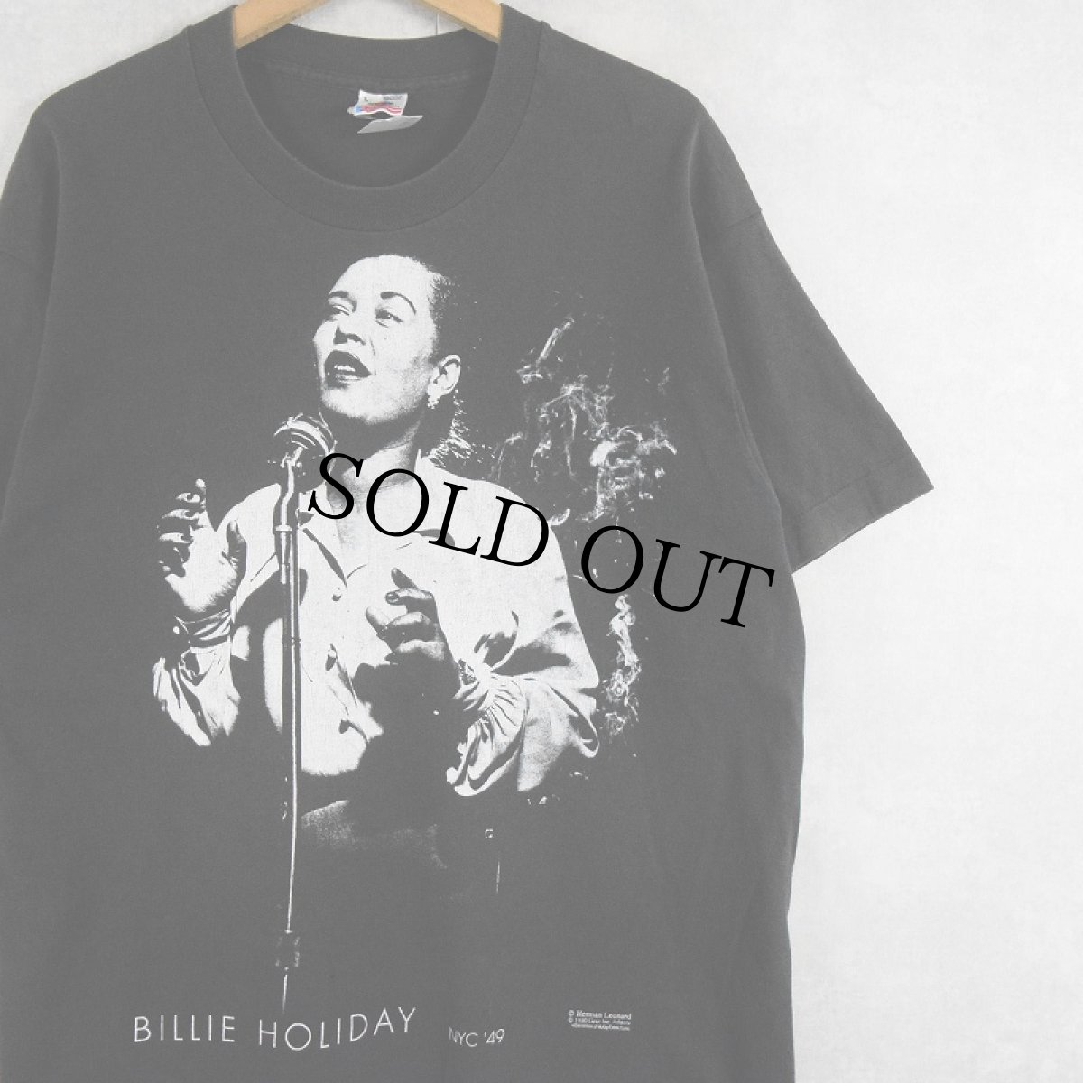 画像1: 90's Gear Inc. Billie Holiday USA製 ジャズシンガーTシャツ BLACK L (1)