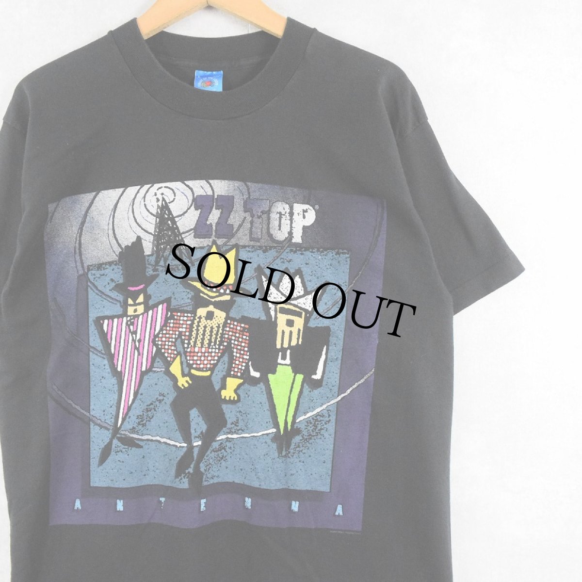 画像1: 90's ZZ TOP USA製 "ANTENNA" ロックバンドツアーTシャツ BLACK L (1)