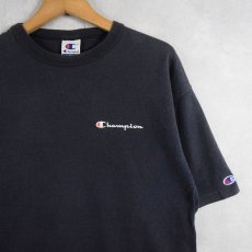 画像1: 90's Champion USA製 ロゴプリントTシャツ BLACK L (1)