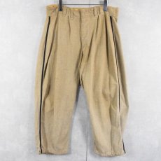 画像3: 〜50's サイドライン 猫目ボタン ウールベースボールパンツ W35 (3)