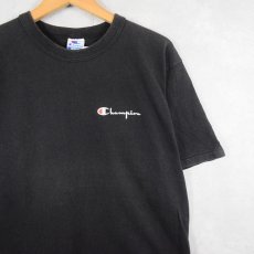 画像1: 90's Champion USA製 ロゴプリントTシャツ BLACK M (1)