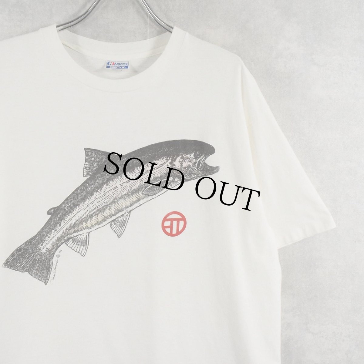 画像1: 80's Thomas Prochaska USA製 魚プリントTシャツ XL (1)