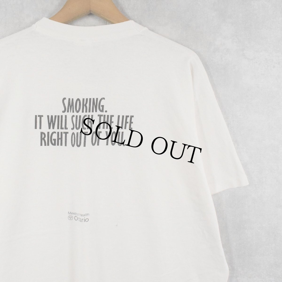 画像2: 90's Ministry of Health USA製 "SMOKING. IT WILL SUCK THE LIFE..." プリントTシャツ XL (2)