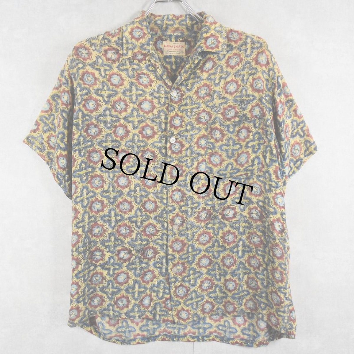 画像1: 60's ALOHA SHIRTS 総柄 レーヨンアロハシャツ M (1)
