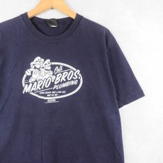 画像1: 2003 Nintendo MARIO BROS. PLUMBING ゲームキャラクタープリントTシャツ NAVY (1)