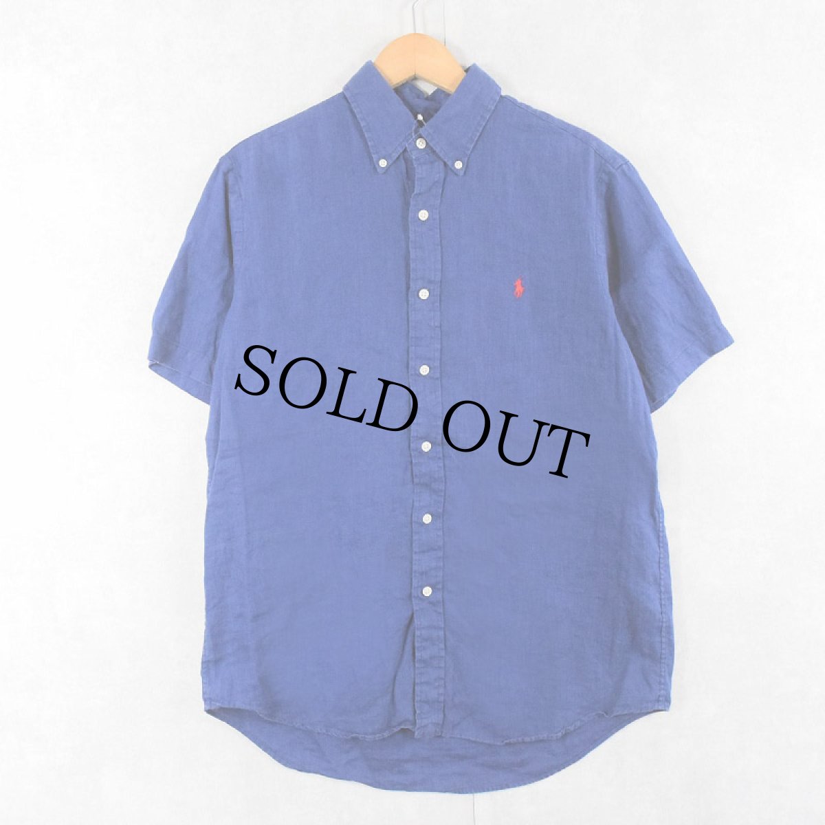 画像1: Ralph Lauren リネンボタンダウンシャツ M (1)