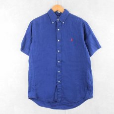 画像1: Ralph Lauren リネンボタンダウンシャツ M (1)