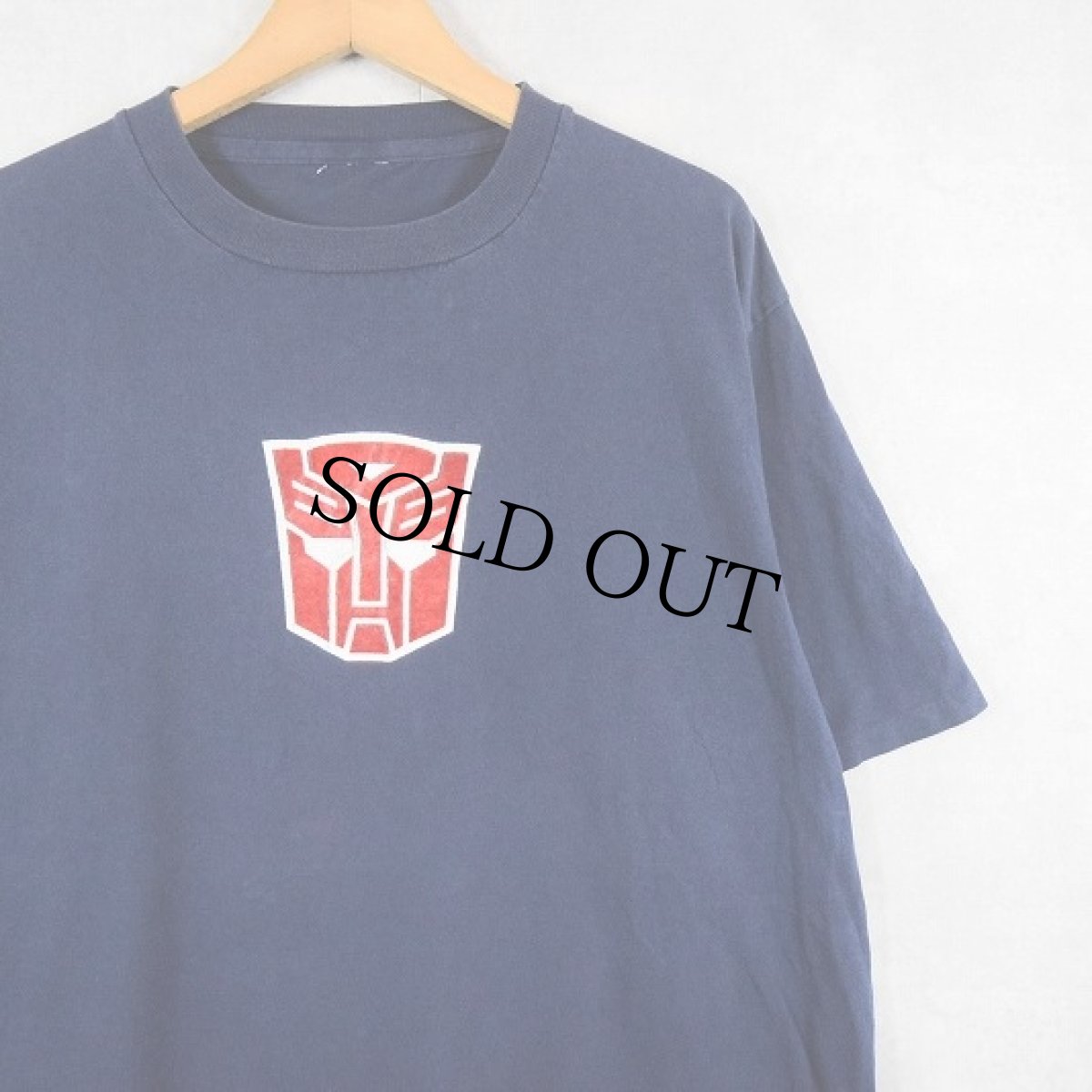 画像1: 90's Transformers アニメ フロッキープリントTシャツ NAVY (1)