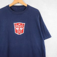 画像1: 90's Transformers アニメ フロッキープリントTシャツ NAVY (1)