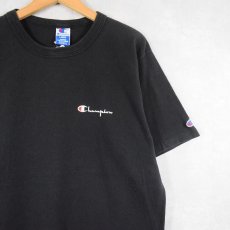 画像1: 90's Champion USA製 ロゴプリントTシャツ BLACK L (1)
