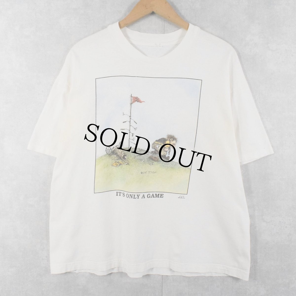 画像1: 90's GARY PATTERSON "IT'S ONLY A GAME" イラストプリントTシャツ (1)