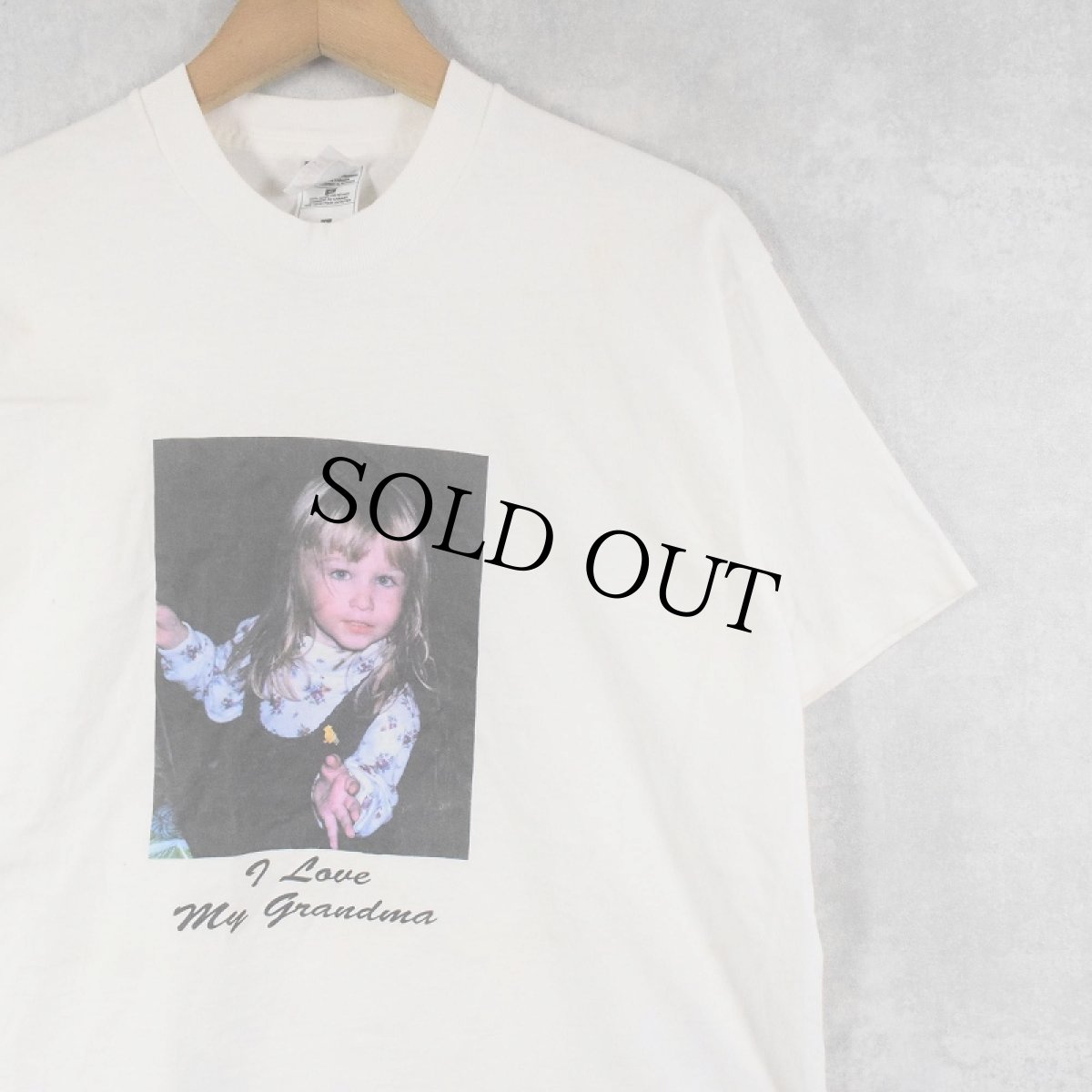 画像1: 90's "I Love My Grandma” メモリアルフォトプリントTシャツ L (1)