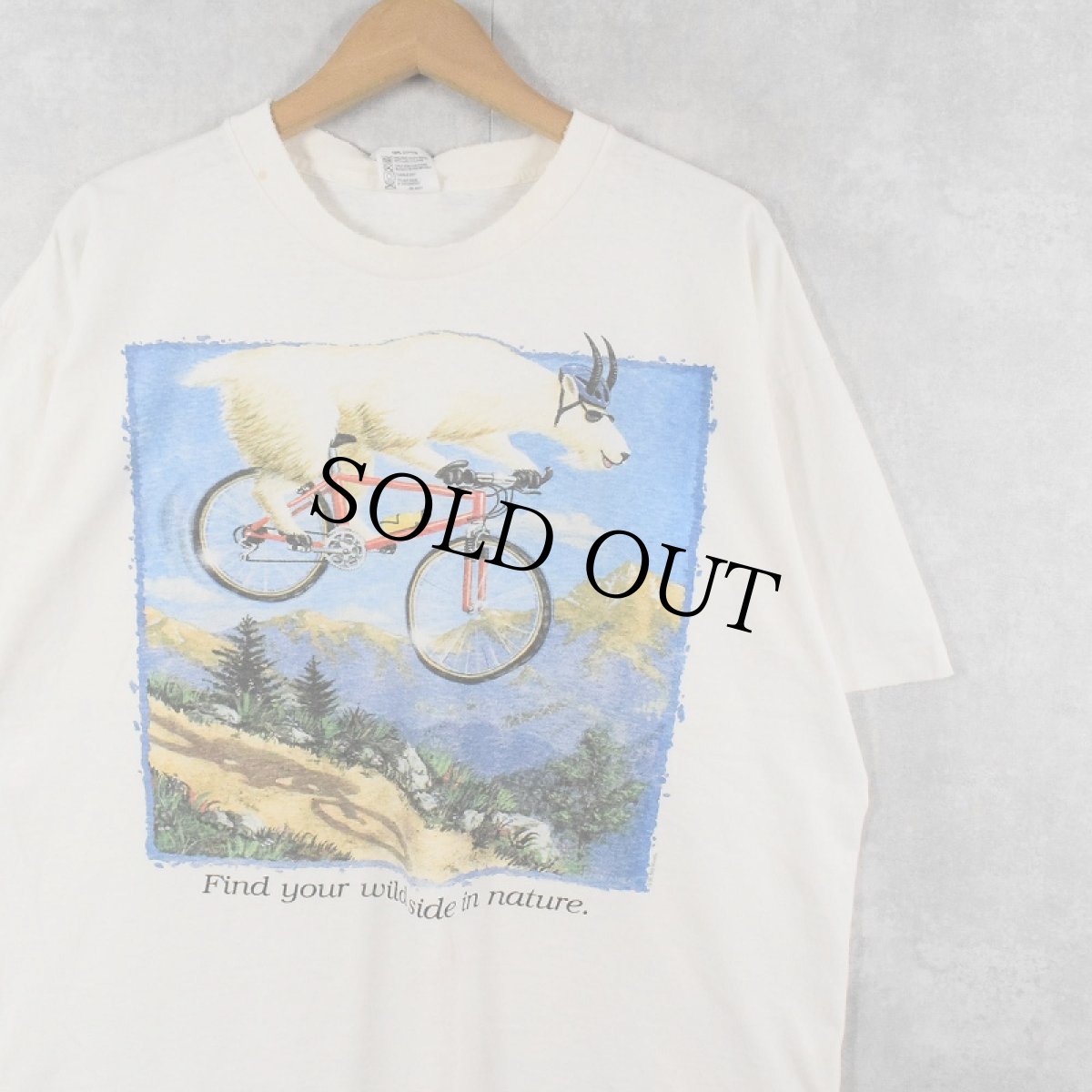 画像1: 90's Jim Morris USA製 "Find your wild side in nature." イラストプリントTシャツ XL (1)