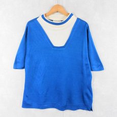 画像1: 70's PURITAN USA製 レイヤードデザイン ポリエステルTシャツ M (1)