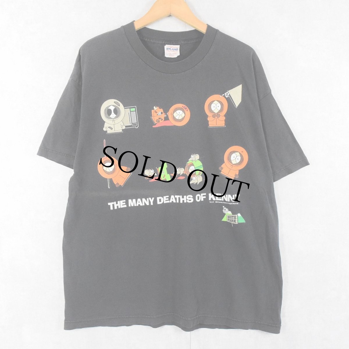 画像1: 90's SOUTH PARK "THE MANY DEATHS OF KENNY" キャラクタープリントTシャツ BLACK XL (1)