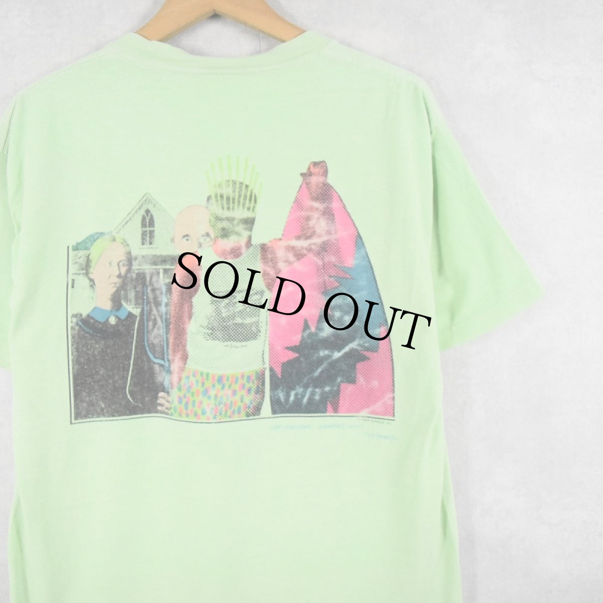 画像1: 80's TED SHRED USA製 American Gothic パロディプリントTシャツ L (1)