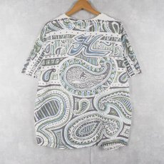 画像2: 90's Hobie サーフブランド ロゴ刺繍 ペイズリー柄 大判プリントTシャツ (2)
