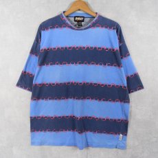 画像1: 90's LIGHTNING BOLT サーフブランド ボーダー柄 プリントTシャツ XL (1)