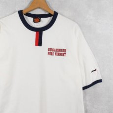 画像1: 90's USA製 "SUGARBUSH PURE VERMONT" チョコチン リンガープリントTシャツ XL (1)