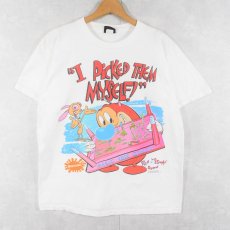画像1: 90's The Ren and Stimpy Show USA製 ニコロデオン キャラクタープリントTシャツ L (1)