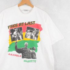 画像1: 90's Nelson Mandela USA製 "FREE AT LAST" 南アフリカ元大統領プリントTシャツ L (1)