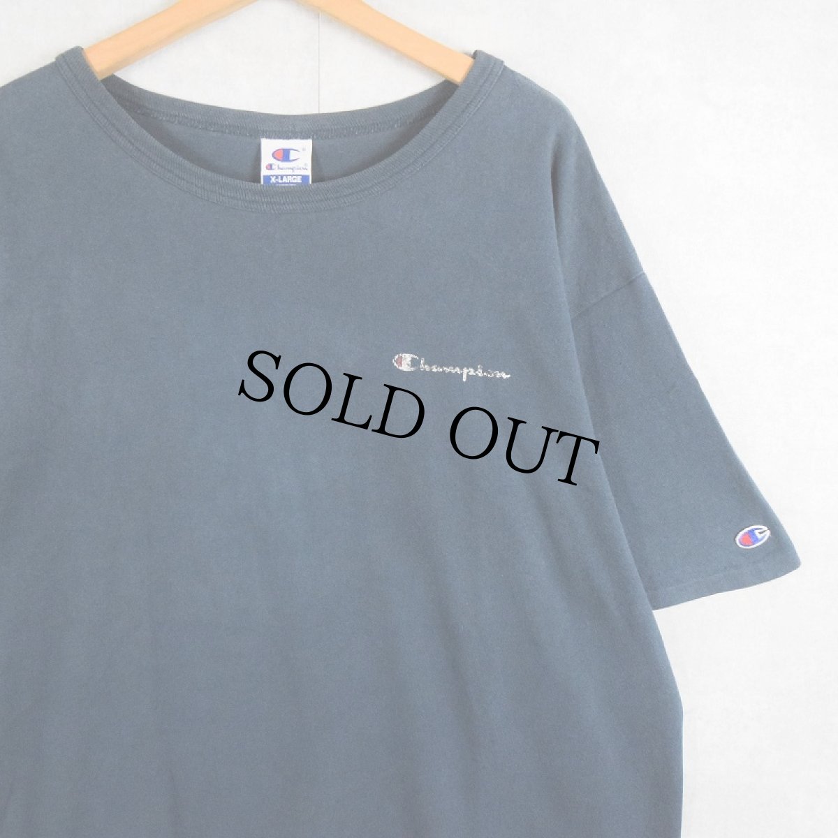 画像1: 80〜90's Champion USA製 青刺繍タグ 後期 ロゴプリントTシャツ XL (1)