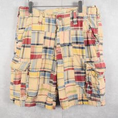 画像2: Abercrombie&Fitch インディアンマドラスチェック柄 パッチワークショーツ W34 (2)